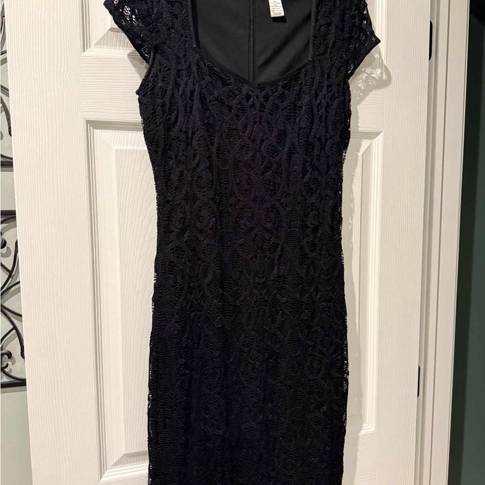 Cache Black Lace Midi Dress